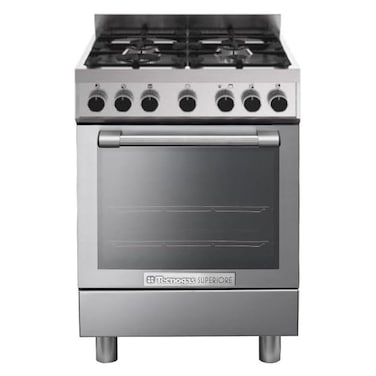 Technogas Superiore Gas Cooker 60/60cm, Gas Cooker with convection fan,72 litre Oven capacity, Removable glass door, cast iron grid, Made in Italy, TCN266GG4WX