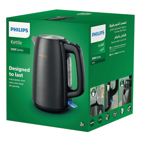 Philips 5000 Series Electric Kettle HD9352/31, 1850 W, 1.7L, Black and Copper, Stainless Steel, Cordless