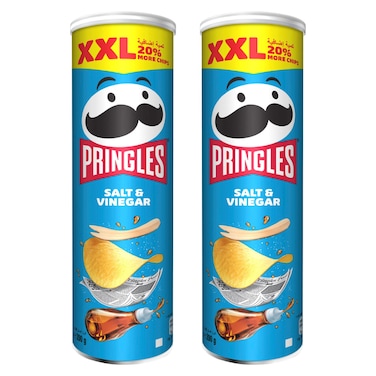 Pringles Salt and Vinegar Potato Chips, 200g Pack of 2