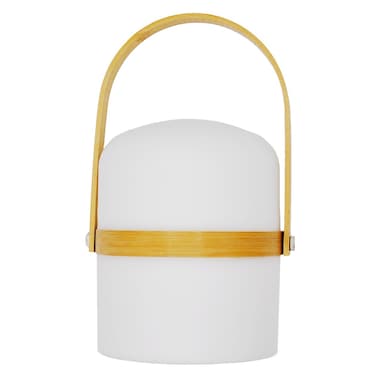 فانوس LED قابل لإعادة الشحن مصنوع من مادة  PPو ABS والخيزران أبيض