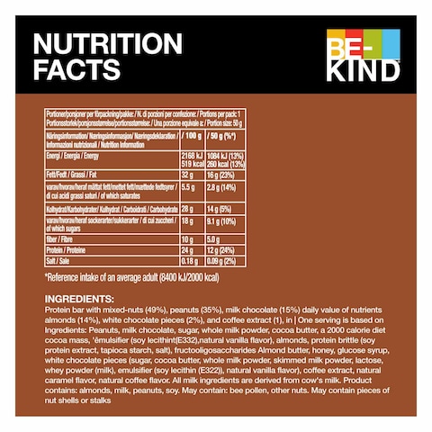 Be-Kind Milk Chocolate Latte Protein Bar, 50g