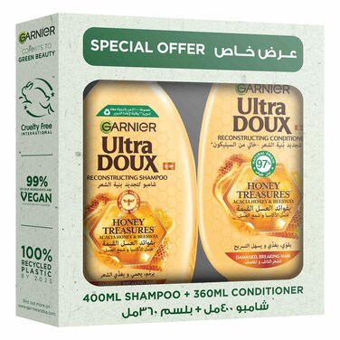 Garnier Ultra Doux Honey Treasures Shampoo and Ultra Doux Honey Treasures Conditioner 400ml+360ml