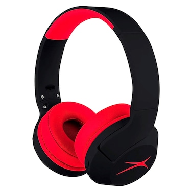 Altec Lansing 2-in-1 Kid Safe Truly Wireless and Wired Bluetooth On-Ear Headphones MZX4500 Whiteout Classic Red