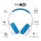 Altec Lansing 2-in-1 Kid Safe Truly Wireless and Wired Bluetooth On-Ear Headphones MZX4500 Whiteout Wave Blue