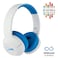 Altec Lansing 2-in-1 Kid Safe Truly Wireless and Wired Bluetooth On-Ear Headphones MZX4500 Whiteout Wave Blue