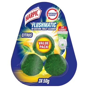 Harpic In-Cistern Toilet Cleaner, Citrus Scent, 50g Pack of 3