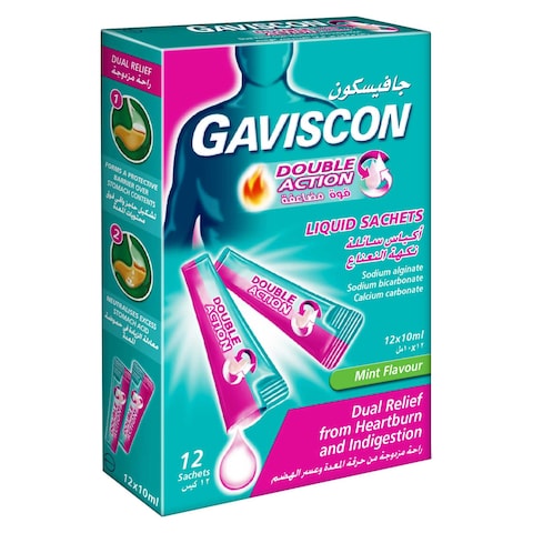 Gaviscon Double Action Liquid Sachets Mint Flavour 10ml Pack of 12