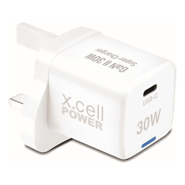 إكس.سيل باور شاحن حائط فائق السرعة بتقنية نيتريد الغاليوم الجيل الثاني ، منفذ USB نوع C ، قوة 30 وات - أبيض