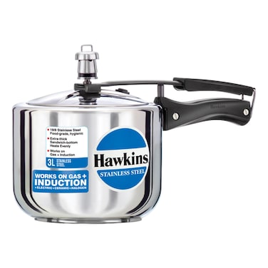 Hawkins Stainless Steel Induction Base Pressure Cooker with Handle Silver 3L