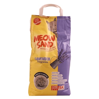 Meow Sand Bentonite Compact Clumping Cat Litter Lavender 5kg