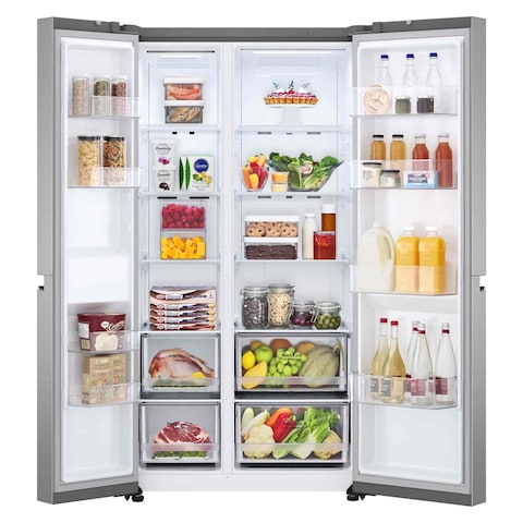 LG Side By Side Double Door Refrigerator GR-B267SLWL Platinum Silver 647L