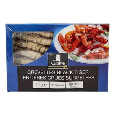 Raw Whole Black Tiger Shrimp 1kg