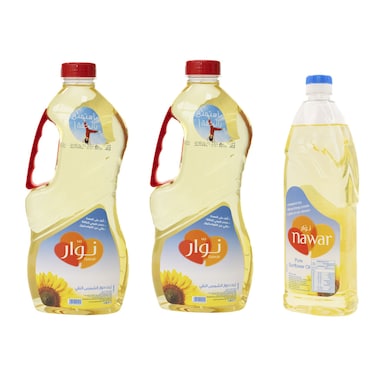 Nawar Pure Sunflower Oil, 1.5L Pack of 2+750ml