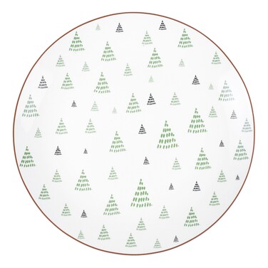 طبق عشاء من البورسلين بتصميم شجرة عيد الميلاد 26.5 سم