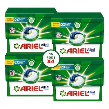Ariel All-in-1 Pods Capsules Regular 15 Pods Pack of 4