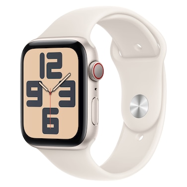 Apple Watch SE GPS + Cellular 44mm Starlight Aluminium Case With Starlight Sport Band - Medium / Large