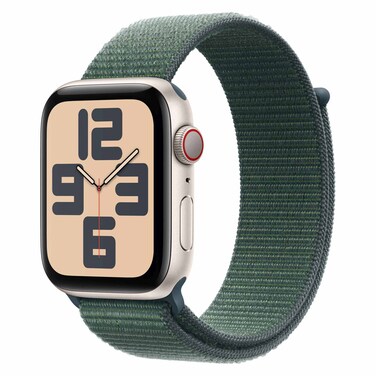 Apple Watch SE GPS + Cellular 44mm Starlight Aluminium Case With Lake Green Sport Loop