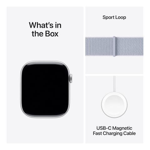 Apple Watch Series 10 GPS 42mm Silver Aluminum Case With Blue Cloud Sport Loop