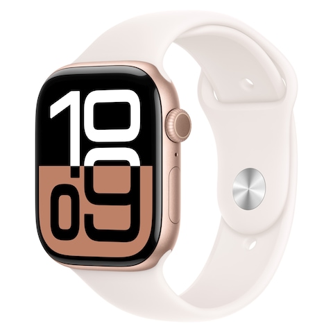 Apple Watch Series 10 GPS 42mm Rose Gold Aluminum Case With Light Blush Sport Band - Small / Medium