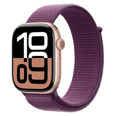 Apple Watch Series 10 GPS 42mm Rose Gold Aluminum Case With Plum Sport Loop