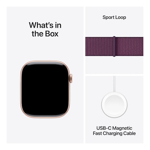 Apple Watch Series 10 GPS 46mm Rose Gold Aluminum Case With Plum Sport Loop