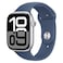 Apple Watch Series 10 GPS + Cellular 42mm Silver Aluminum Case With Denim Sport Band - Small / Medium