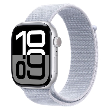 Apple Watch Series 10 GPS + Cellular 42mm Silver Aluminum Case With Blue Cloud Sport Loop