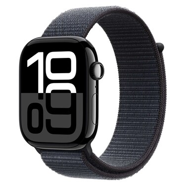 Apple Watch Series 10 GPS + Cellular 42mm Jet Black Aluminum Case With Ink Sport Loop
