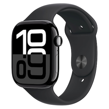 Apple Watch Series 10 GPS + Cellular 46mm Jet Black Aluminum Case With Black Sport Band - Small / Medium