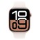 أبل ساعة سيريز 10 جي بي أس + خلوي 46 ملم هيكل من الألومنيوم باللون الذهبي الوردي مع سوار رياضي بلون وردي فاتح - صغير / متوسط