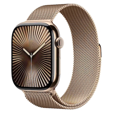 Apple Watch Series 10 GPS + Cellular 42mm Gold Titanium Case With Gold Milanese Loop