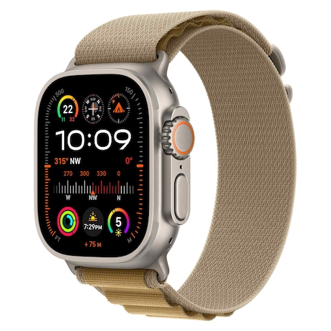 Apple Watch Ultra 2 GPS + Cellular 49mm Natural Titanium Case With Tan Alpine Loop - Medium