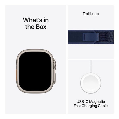 Apple Watch Ultra 2 GPS + Cellular 49mm Natural Titanium Case With Blue Trail Loop - Medium / Large