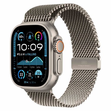 Apple Watch Ultra 2 GPS + Cellular 49mm Natural Titanium Case With Natural Titanium Milanese Loop - Small
