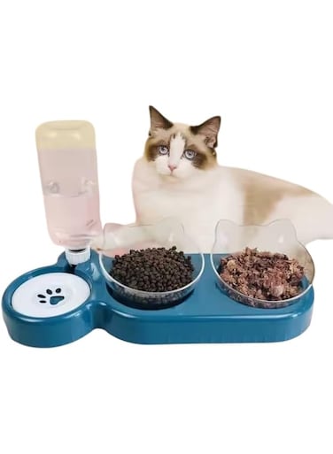 Cat Pet Double Feeding Bowl Automatic Drinking Bowl Protect Cervical Spine