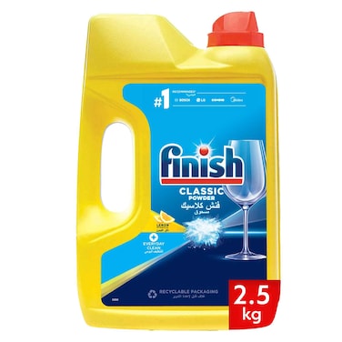 Finish Dishwasher Powder, Lemon Sparkle Scent, 2.5 kg
