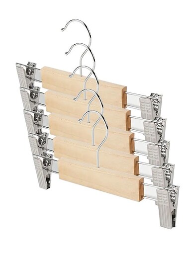 Pack of 5 Non-Slip Seamless Multi-Function Belt Clip Solid Wood Hook Hanger