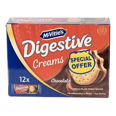 McVitie's Digestive Creams Chocolate Cream Filled Wheat Biscuit, 40g Pack of 16