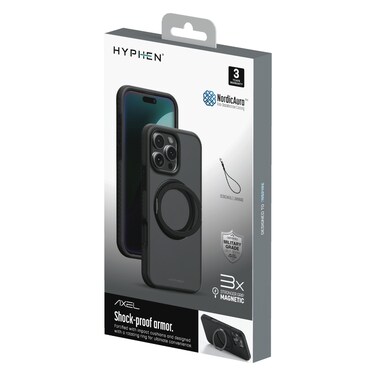 Hyphen Axel Shockproof Armor MagSafe Case with Rotating Ring Stand and Lanyard Strap for Apple iPhone 16 Pro 6.3inch