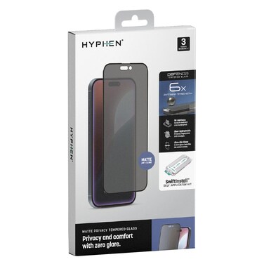 Hyphen Defendr Matte Privacy Tempered Glass Screen Protector for Apple iPhone 16 Pro Max 6.9inch