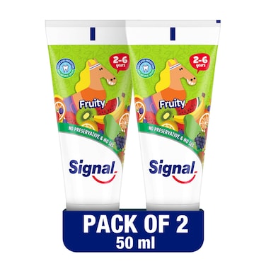 معجون الأسنان سيجنال جونيور،  بنكهة الفواكهة، ، ، ٥٠ مل عبوة من قطعتين