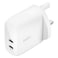 Belkin BoostCharge Dual USB-C Port Wall Charger with USB-C to USB-C Charging Cable, White