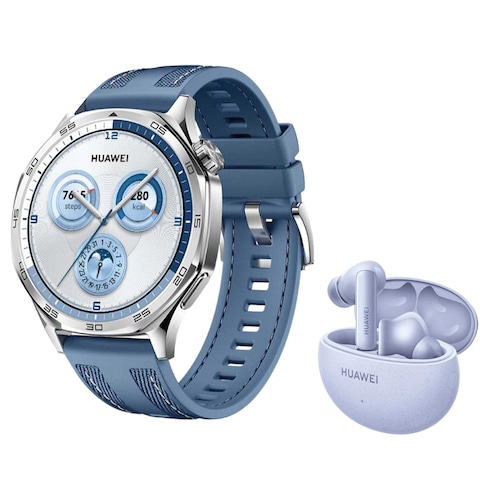 Huawei GT5 Woven Smartwatch Blue and FreeBuds 5i Truly Wireless Bluetooth In-Ear Earbuds
