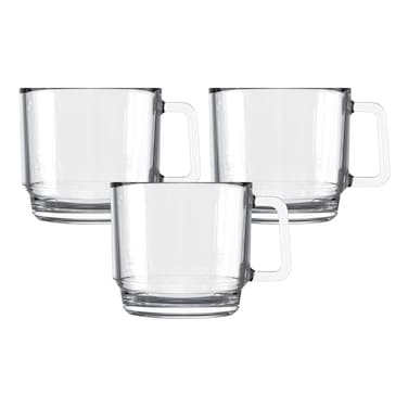 أوشن ستاك نوير طقم أكواب قهوة زجاجي شفاف 485 ملل 3 قطع