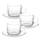 Ocean Stack Glass Tea Cup and Saucer Set Clear 6 PCS