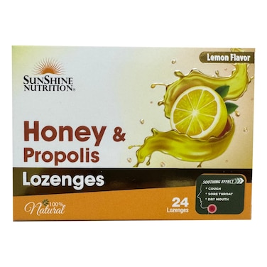 Sunshine Nutrition Honey and Propolis Lozenges Lemon Flavour 24 Lozenges