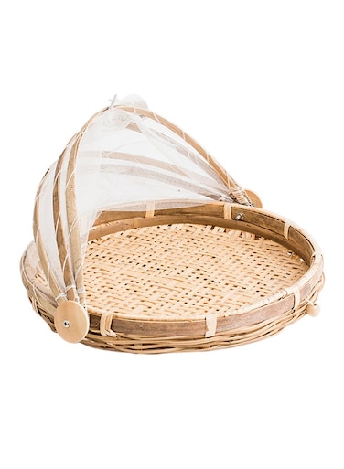 Large Food Cover With Base Beige 31centimeter