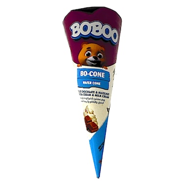 Boboo Wafer Cone Filled Chocolate and Hazelnut and Cocoa Cream and Milk Cream, 25g