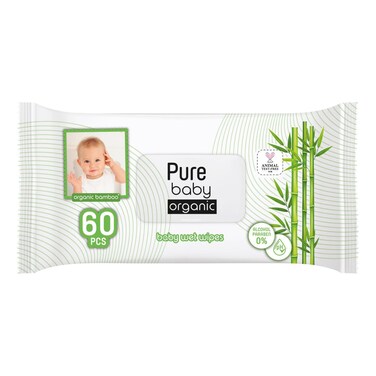Pure Baby Eco Bamboo Baby Wet Wipes 60 Wipes
