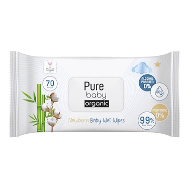 Pure Baby Eco Baby Wet Wipes For Newborn 70 Wipes
